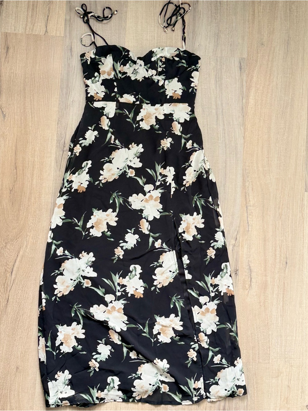 Petal & Pup NWT Black Floral Asymmetrical Slip Cocktail Formal Women’s Dress